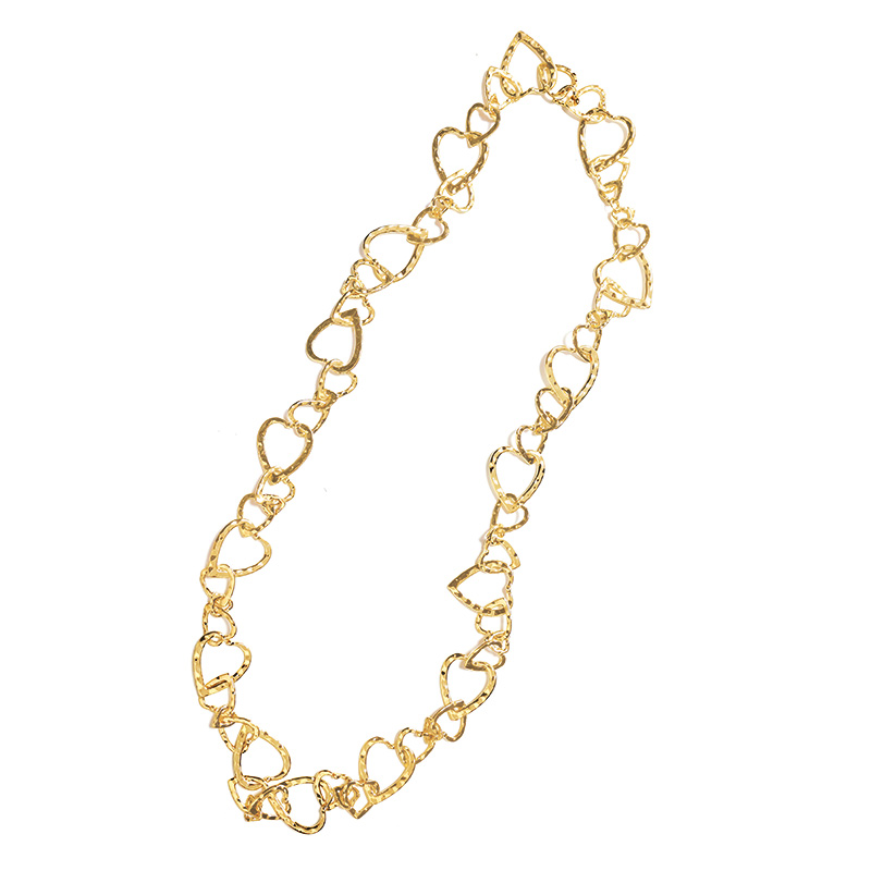 COLLANA LUNGA A CATENA CON CUORI MARTELLATI - SW24116A597