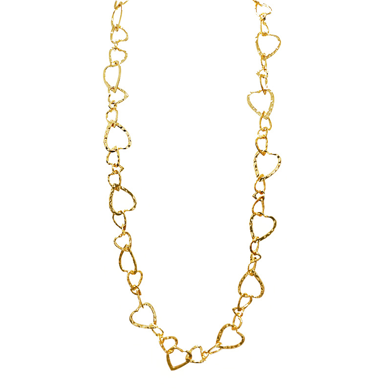 COLLANA LUNGA A CATENA CON CUORI MARTELLATI - SW24116A597