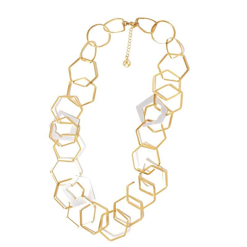 COLLANA LUNGA A CATENA GEOMETRICA ESAGONALE - SW24116B654 COLLANA LUNGA A CATENA GEOMETRICA ESAGONALE - SW24116B654
