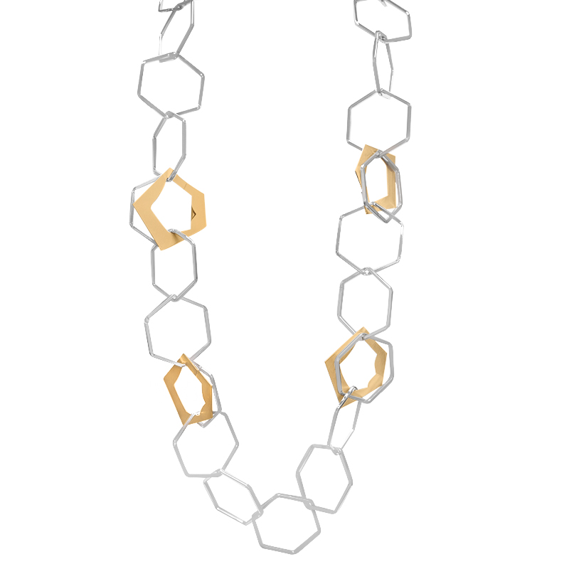 COLLANA LUNGA A CATENA GEOMETRICA ESAGONALE - SW24116B654 COLLANA LUNGA A CATENA GEOMETRICA ESAGONALE - SW24116B654