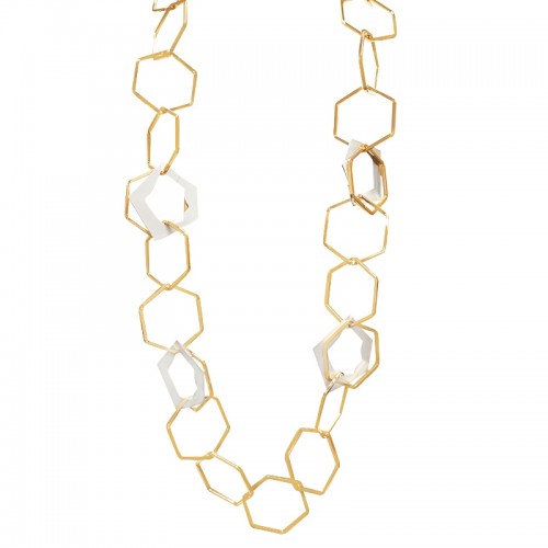 COLLANA LUNGA A CATENA GEOMETRICA ESAGONALE - SW24116B654