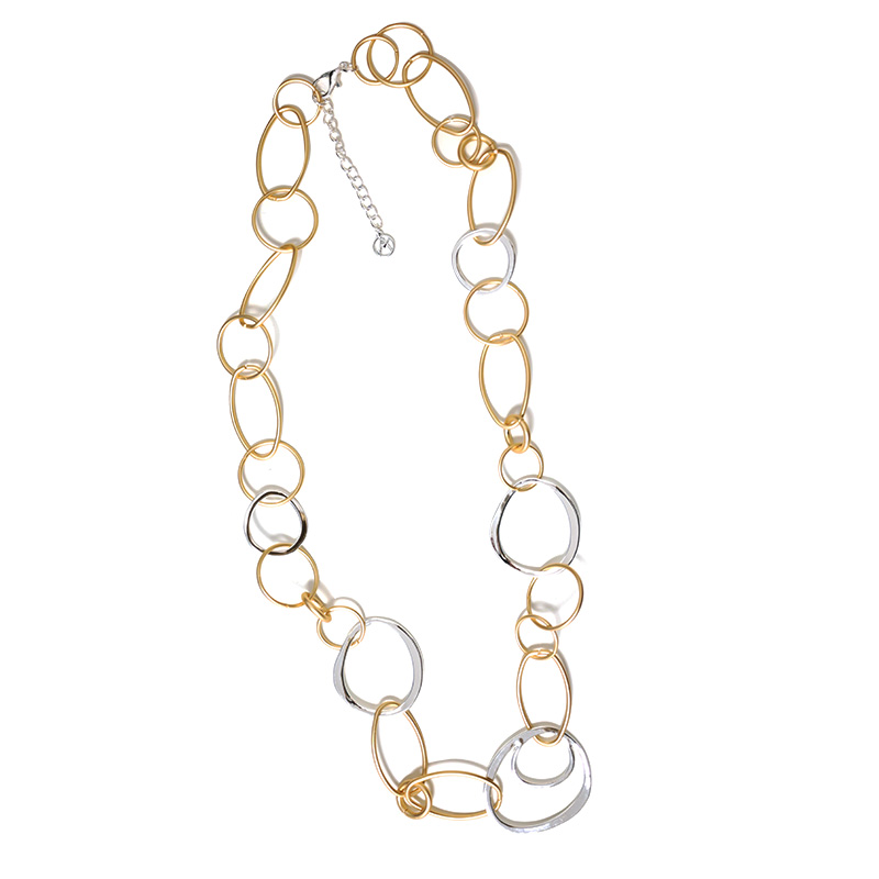 COLLANA LUNGA CATENA A MAGLIE ROTONDE E OVALI - SW24116B656