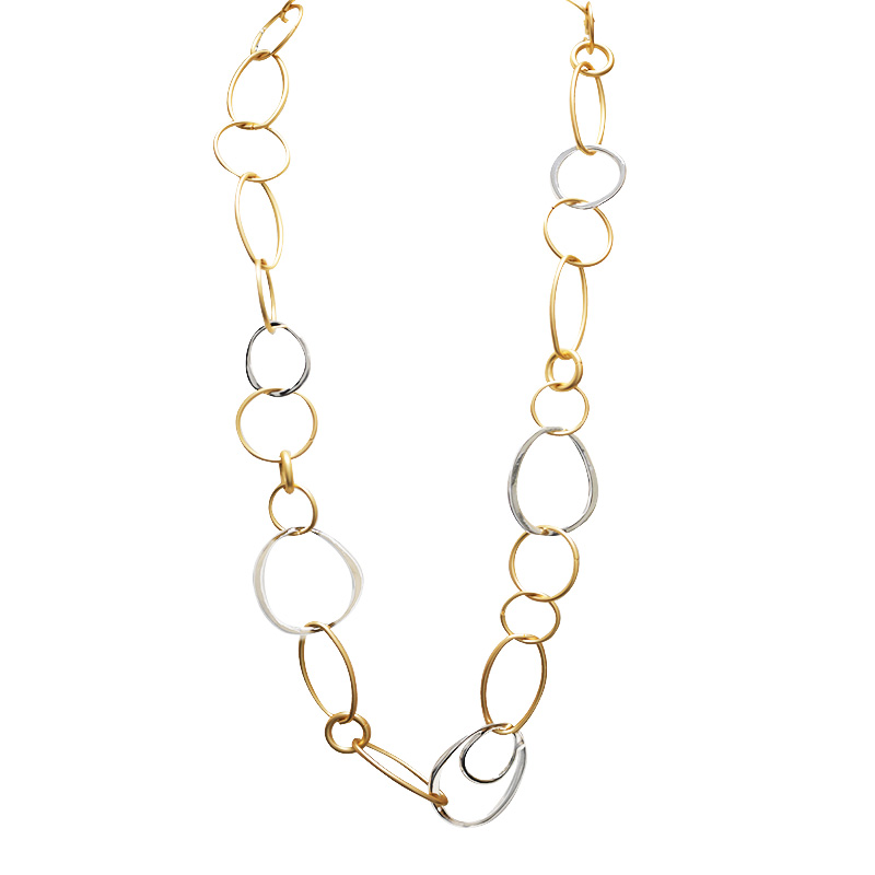 COLLANA LUNGA CATENA A MAGLIE ROTONDE E OVALI - SW24116B656