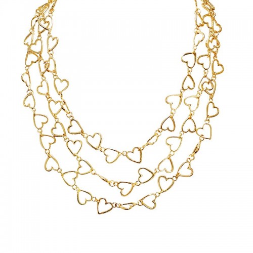 COLLANA TRE FILI A CATENA DI CUORI - SW24116B685