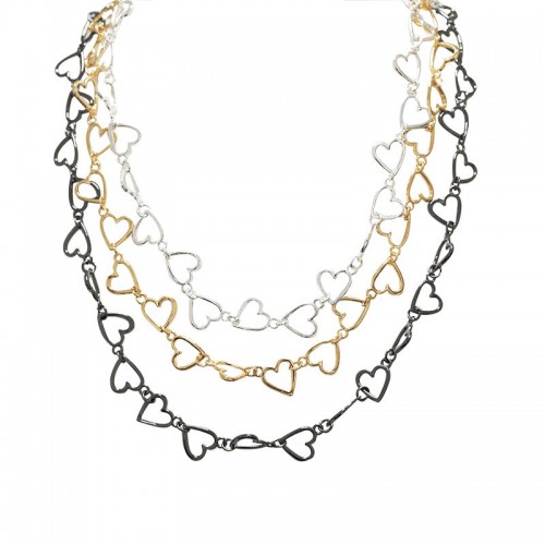 COLLANA TRE FILI A CATENA DI CUORI - SW24116B685