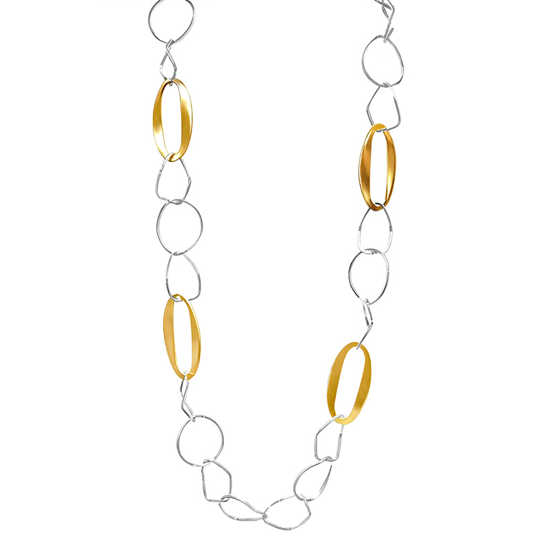 COLLANA LUNGA CATENA A MAGLIE IRREGOLARI E OVALI - SW24116B811