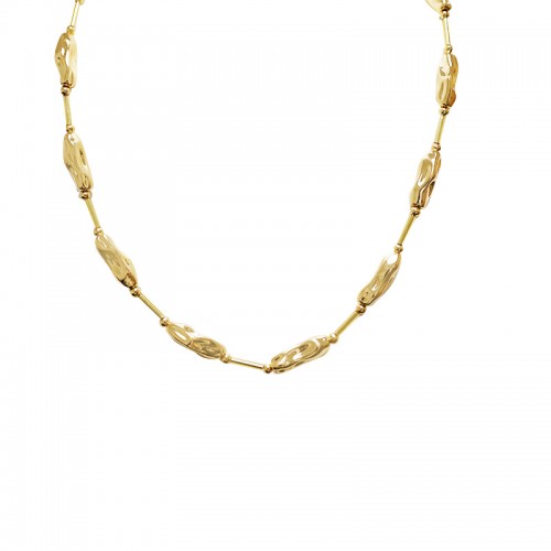 COLLANA DI PERLINE METALLICHE CON TUBI E PEPITE - SW2492B687