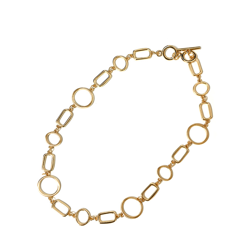 COLLANA CATENA A MAGLIA CERCHIO E RETTANGOLARE - SW25100B76 COLLANA CATENA A MAGLIA CERCHIO E RETTANGOLARE - SW25100B76