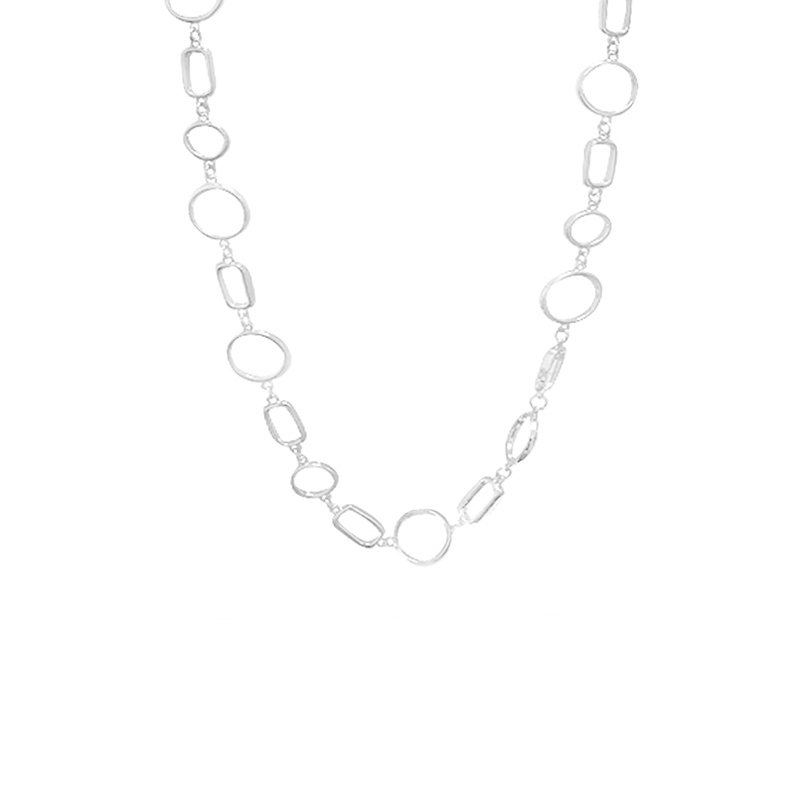 COLLANA CATENA A MAGLIA CERCHIO E RETTANGOLARE - SW25100B76 COLLANA CATENA A MAGLIA CERCHIO E RETTANGOLARE - SW25100B76