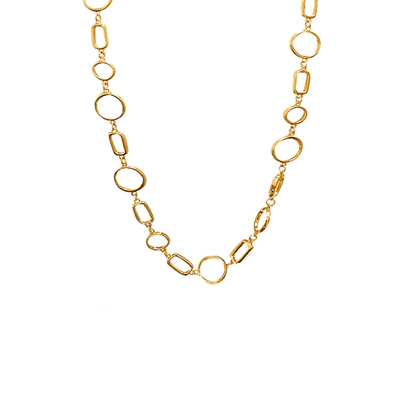COLLANA CATENA A MAGLIA CERCHIO E RETTANGOLARE - SW25100B76 COLLANA CATENA A MAGLIA CERCHIO E RETTANGOLARE - SW25100B76