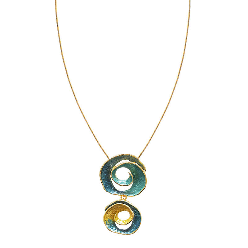 COLLANA CON DOPPIO CIONDOLO A SPIRALE SMALTATA - SW25100C475