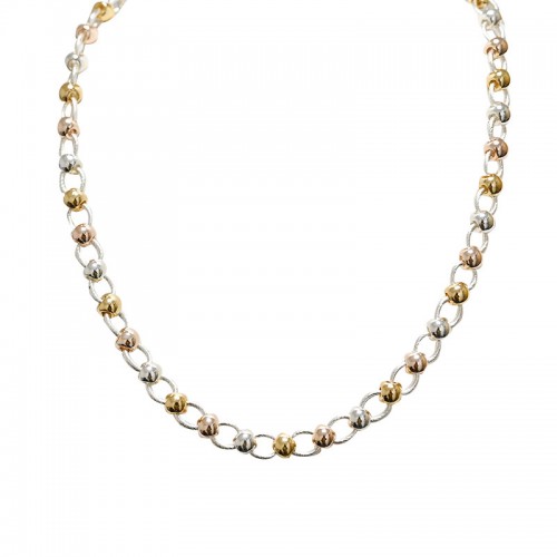 TRICOLOR INTERTWINED BALL CHAIN NECKLACE  - SW251072B38