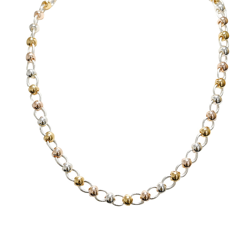 COLLANA TRICOLORE CATENA INTRECCIATA CON PALLINE - SW251072B38