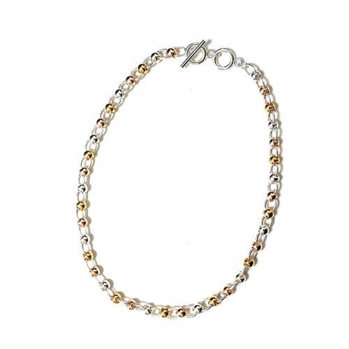 TRICOLOR INTERTWINED BALL CHAIN NECKLACE  - SW251072B38