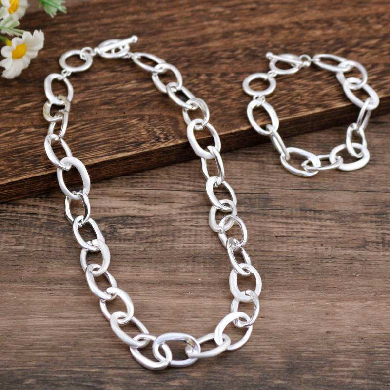 COLLANA CATENA A MAGLIE OVALI - SW25108B84