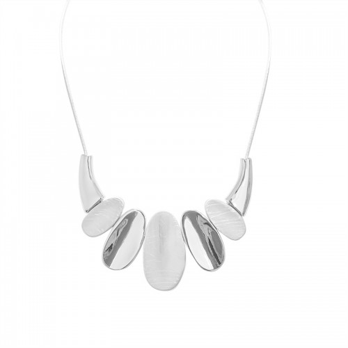 POLISHED AND SATIN ALTERNATING OVAL NECKLACE - SW25108B88