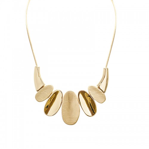 POLISHED AND SATIN ALTERNATING OVAL NECKLACE - SW25108B88