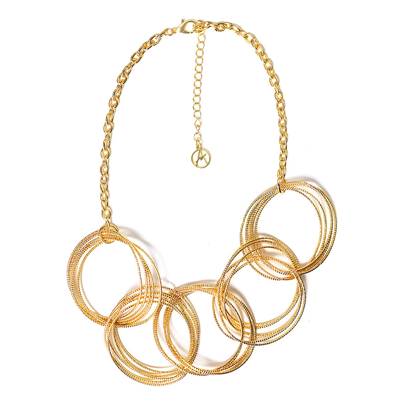 COLLANA A CINQUE ANELLI MULTICERCHIO INTRECCIATI - SW25108C512