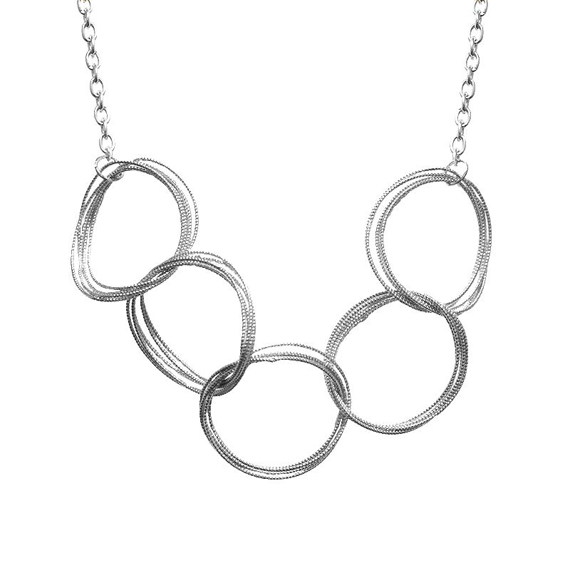 COLLANA A CINQUE ANELLI MULTICERCHIO INTRECCIATI - SW25108C512