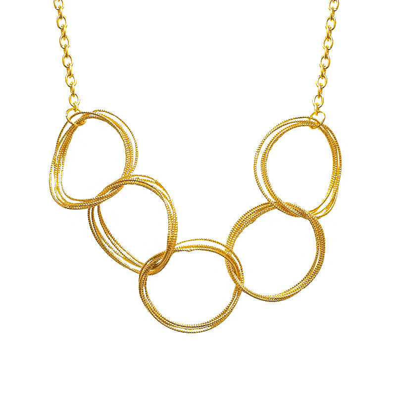 COLLANA A CINQUE ANELLI MULTICERCHIO INTRECCIATI - SW25108C512