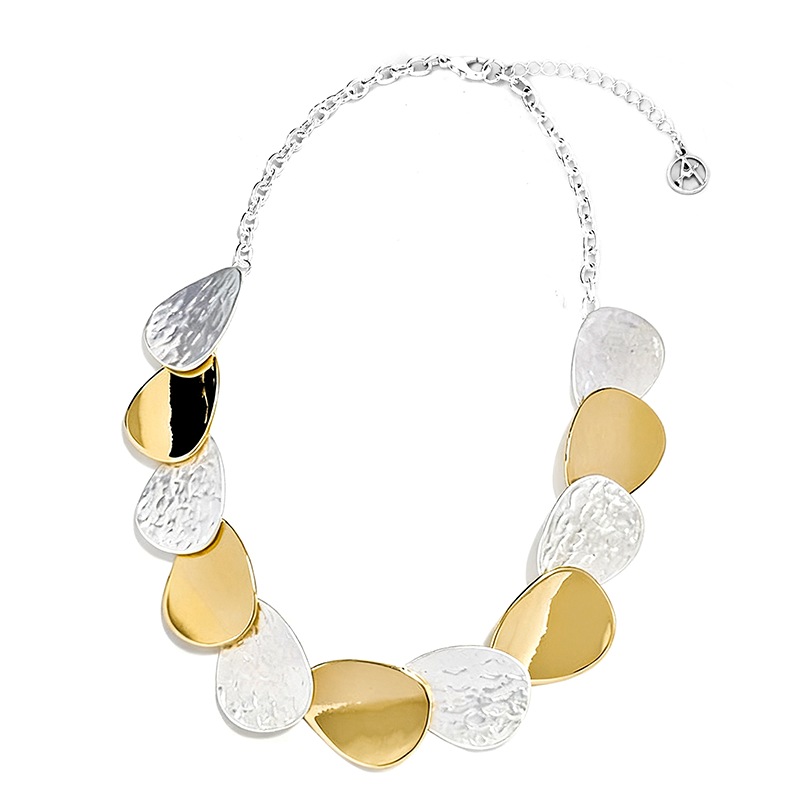 COLLANA CON OVALI A GOCCIA ALTERNATI LUCIDI E SATINATI - SW251104B70