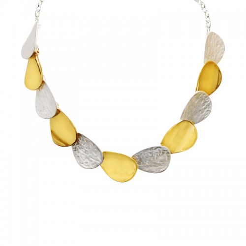 COLLANA CON OVALI A GOCCIA ALTERNATI LUCIDI E SATINATI - SW251104B70