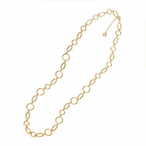 COLLANA LUNGA CATENA A MAGLIA CERCHIO E RETTANGOLARE - SW25116B43