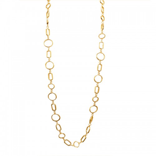 COLLANA LUNGA CATENA A MAGLIA CERCHIO E RETTANGOLARE - SW25116B43