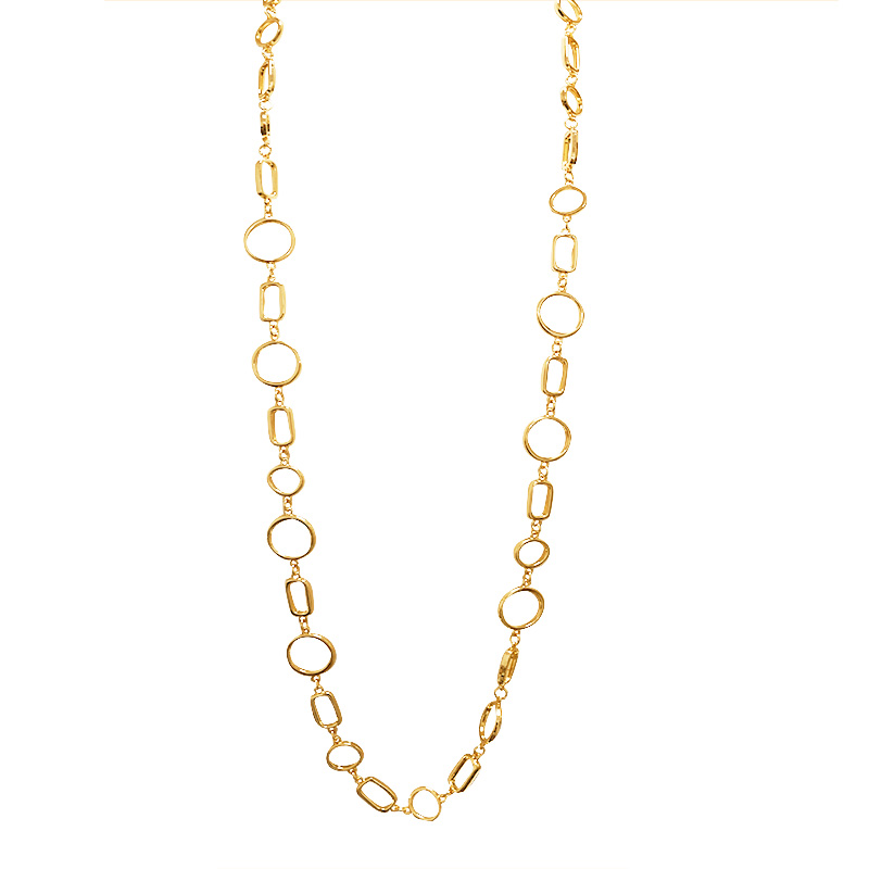 COLLANA LUNGA CATENA A MAGLIA CERCHIO E RETTANGOLARE - SW25116B43 COLLANA LUNGA CATENA A MAGLIA CERCHIO E RETTANGOLARE - SW25116B43