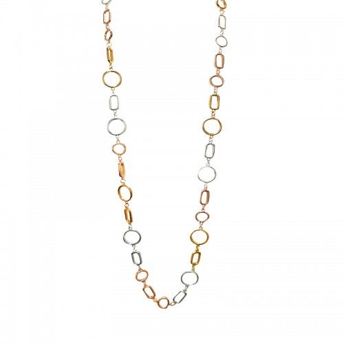 COLLANA LUNGA CATENA A MAGLIA CERCHIO E RETTANGOLARE - SW25116B43