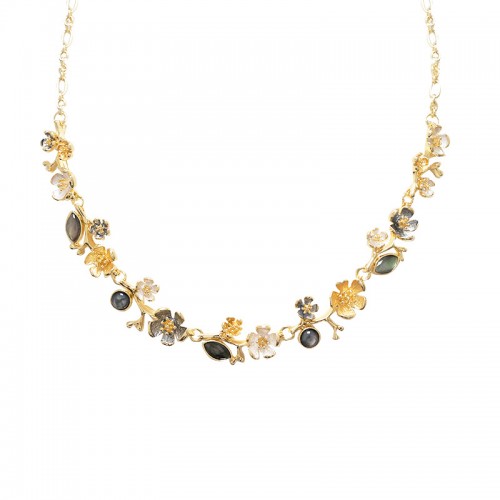 COLLANA FIORI SMALTATI CON PIETRE - SW25116B65