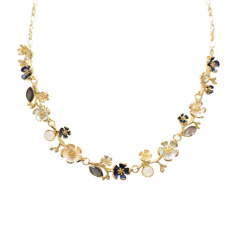 COLLANA FIORI SMALTATI CON PIETRE - SW25116B65