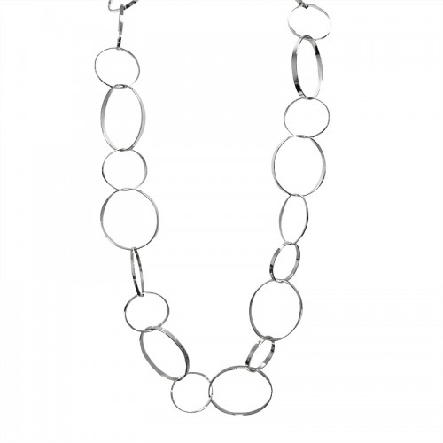 COLLANA LUNGA CATENA AD ANELLI PIATTI - SW25116B71
