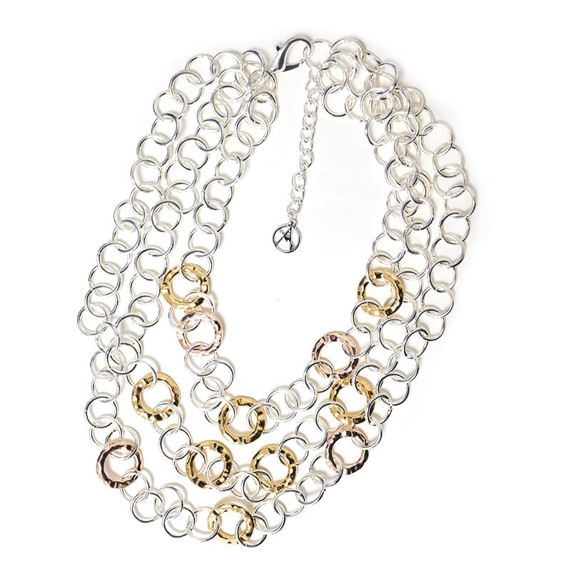 COLLANA TRE FILI A CATENA DI CERCHI - SW25116B78 COLLANA TRE FILI A CATENA DI CERCHI - SW25116B78