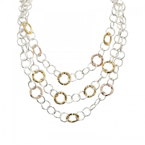 COLLANA TRE FILI A CATENA DI CERCHI - SW25116B78