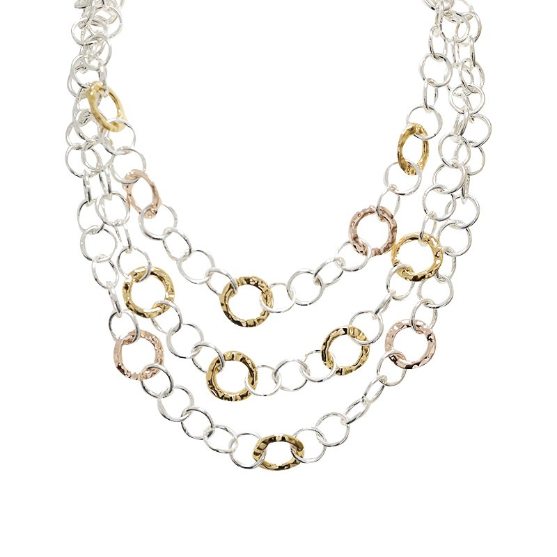 COLLANA TRE FILI A CATENA DI CERCHI - SW25116B78 COLLANA TRE FILI A CATENA DI CERCHI - SW25116B78