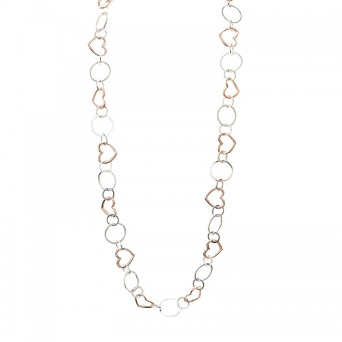 COLLANA LUNGA A CATENA DI CERCHI E CUORI - SW25116B83
