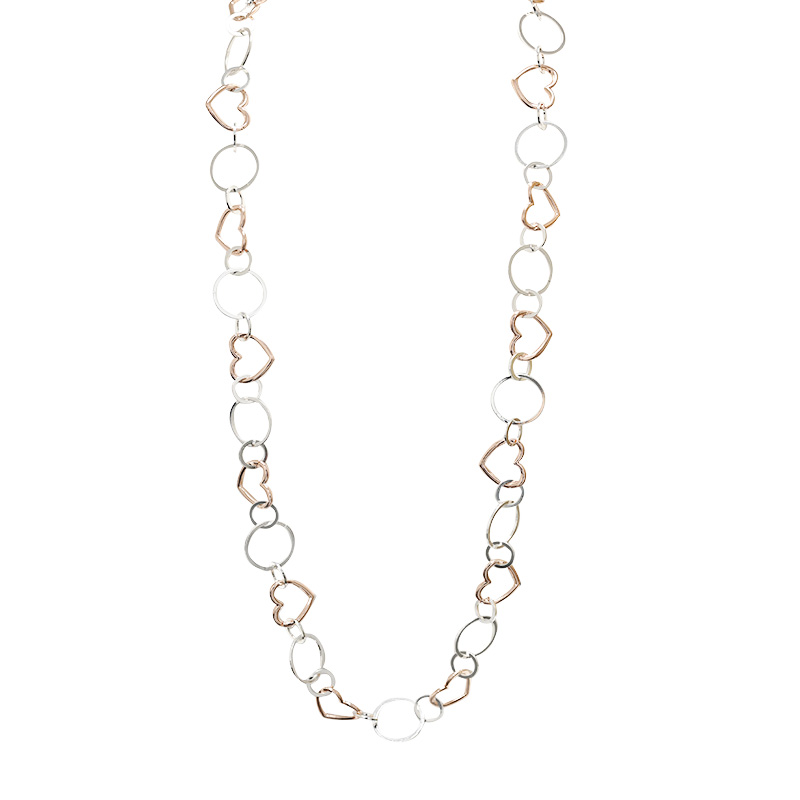 COLLANA LUNGA A CATENA DI CERCHI E CUORI - SW25116B83