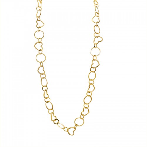LONG CHAIN ​​NECKLACE WITH CIRCLES AND HEARTS - SW25116B83