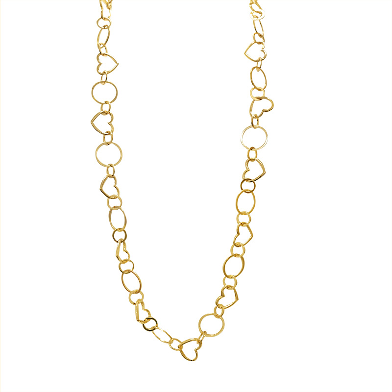 COLLANA LUNGA A CATENA DI CERCHI E CUORI - SW25116B83