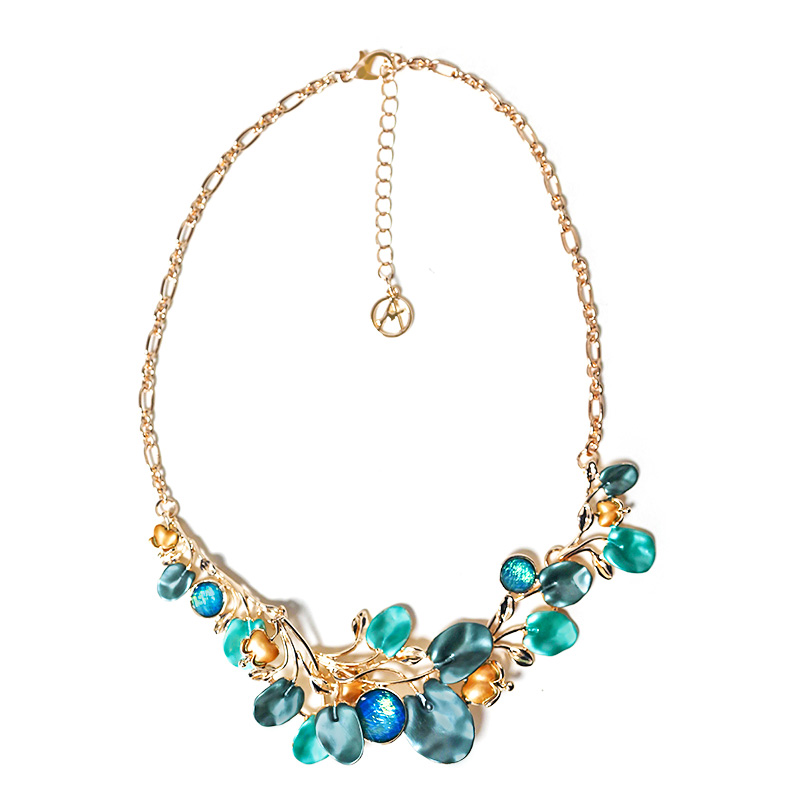 COLLANA RAMI E FOGLIE SMALTATE CON STRASS - SW25116C416