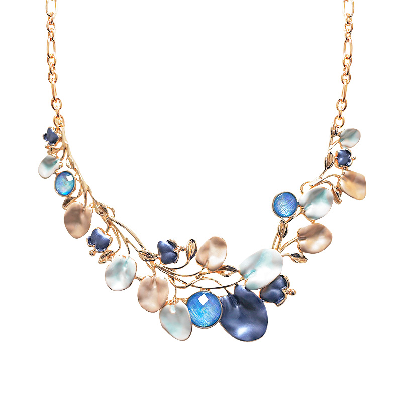 COLLANA RAMI E FOGLIE SMALTATE CON STRASS - SW25116C416