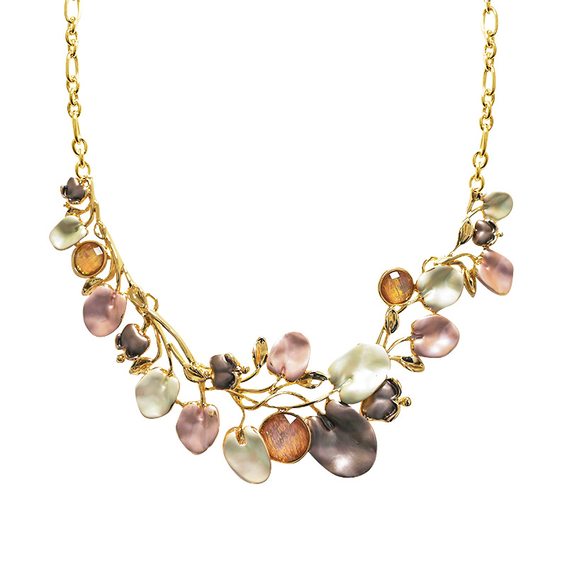 COLLANA RAMI E FOGLIE SMALTATE CON STRASS - SW25116C416