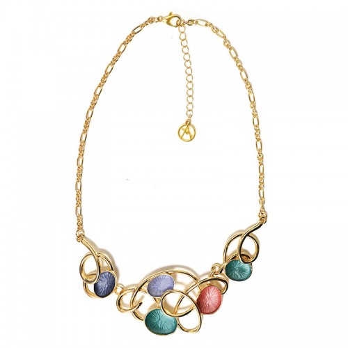 COLLANA INTRECCIATA CON ELEMENTI OVALI SMALTATI - SW25116C429