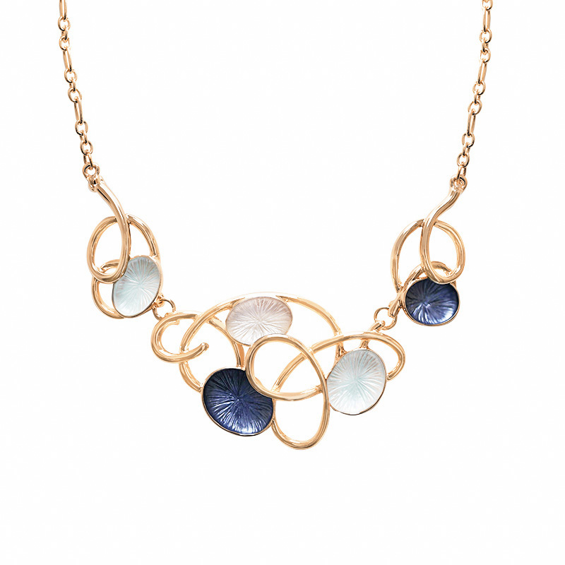 COLLANA INTRECCIATA CON ELEMENTI OVALI SMALTATI - SW25116C429