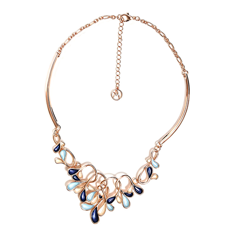 COLLANA CON GOCCE E FOGLIE SMALTATE - SW25116C433