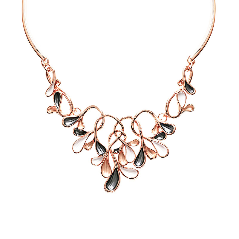 COLLANA CON GOCCE E FOGLIE SMALTATE - SW25116C433