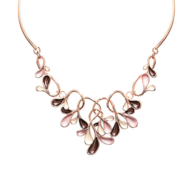 COLLANA CON GOCCE E FOGLIE SMALTATE - SW25116C433