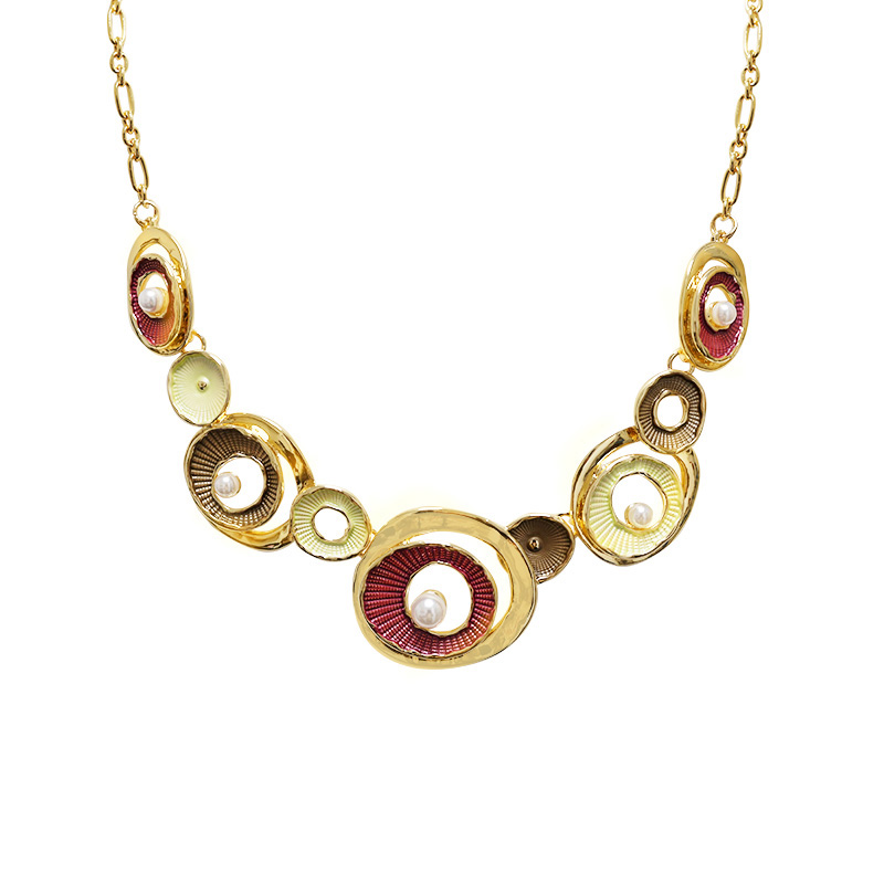 COLLANA CON CERCHI SMALTATI E PERLE - SW25116C437