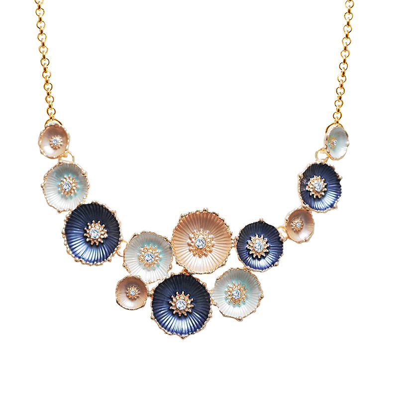 COLLANA FLOREALE SMALTATA CON STRASS - SW25116C443